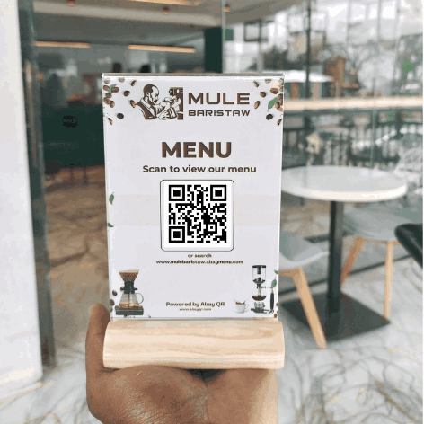 Acrylic QR code stand — Abay QR Addis Ababa