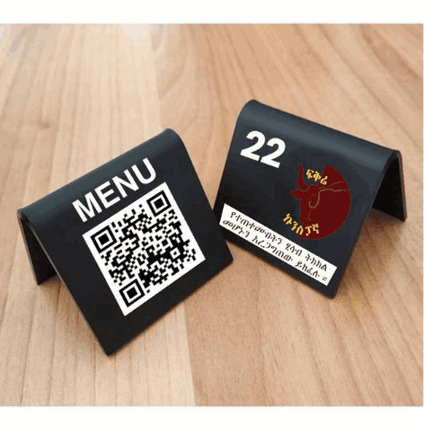 QR Code Table Holders for Ethiopian restaurants — Abay QR