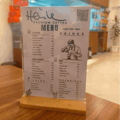 QR menu stand for Ethiopian hotel — Abay QR