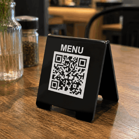 Acrylic QR code stand — Abay QR Addis Ababa