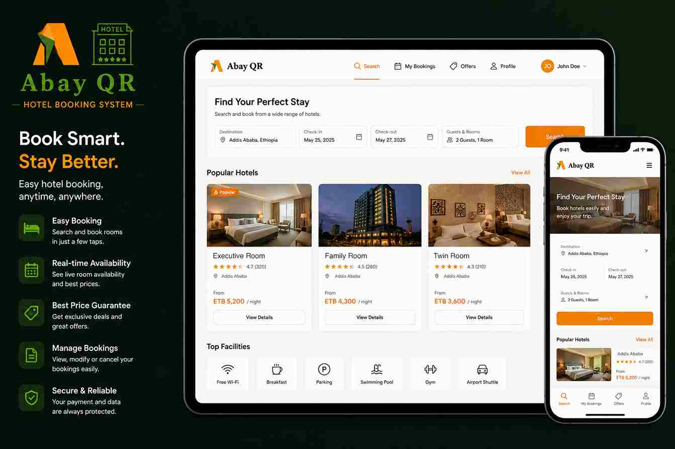 Booking and Reservation System for Ethiopian hotels — Abay QR