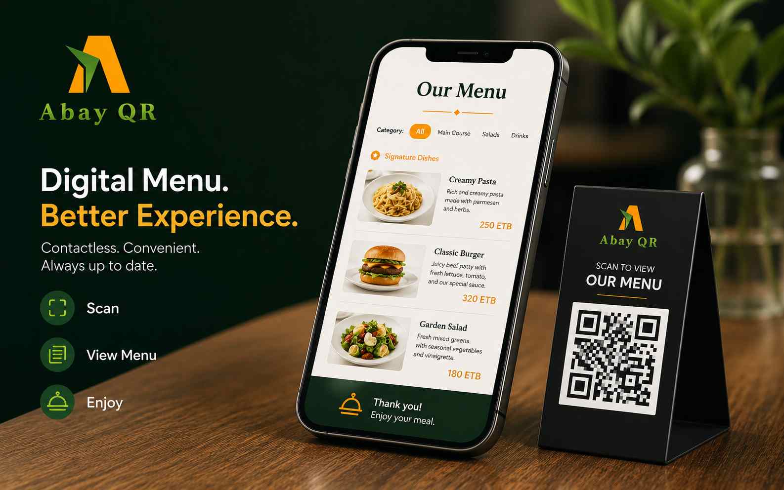 Digital Menu System for Ethiopian restaurants — Abay QR